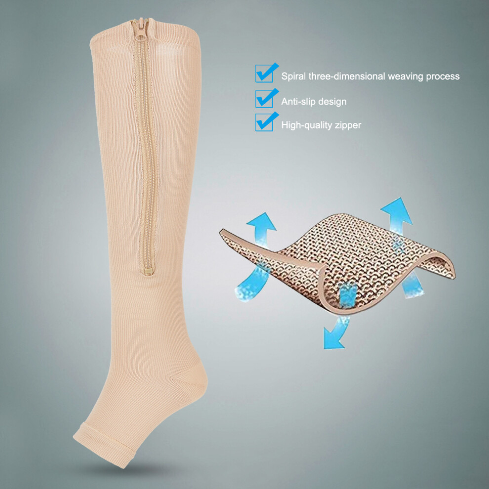 Black Zipper Mid-Calf Compression Socks Skin/ Xxl Stretch Leggings
