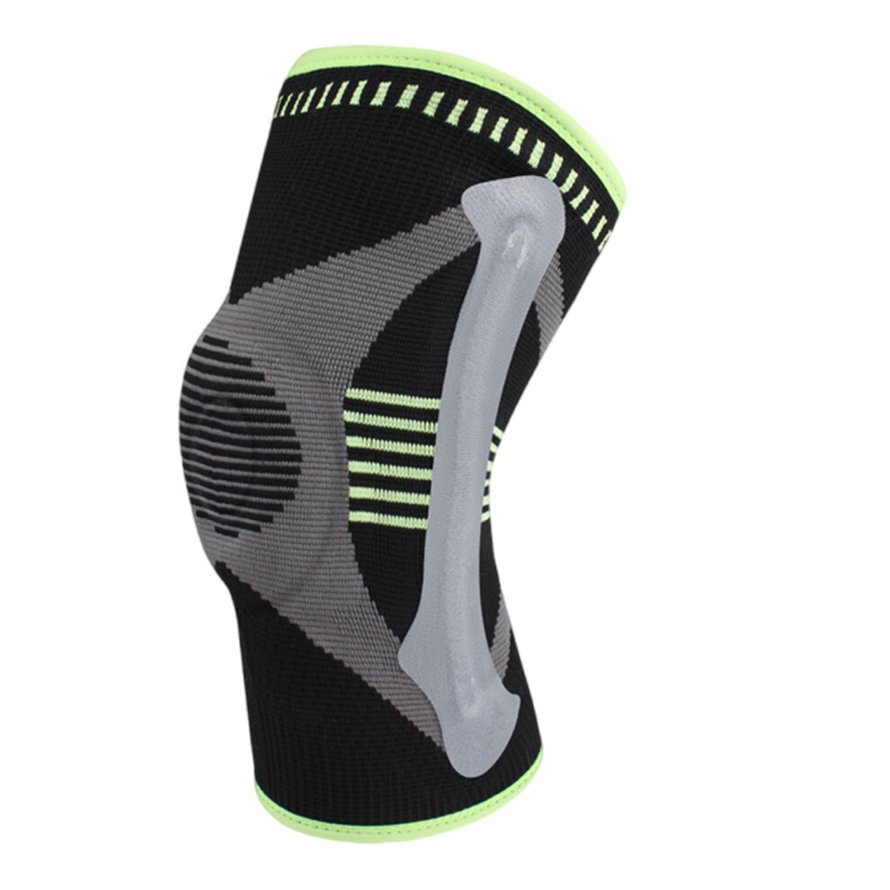 Black Breathable Shock Absorption Patella Knees Support Brace- L