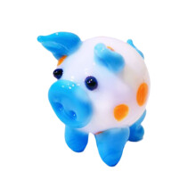 Colorful Glass Pig Figurine Miniature Animal Sculpture-Sky Blue