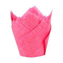 50Pcs Sophisticated Tulips Muffin Cases Greaseproof-Rose red