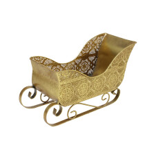 Metal Holiday Sleigh Ornament Detailed Carving Design Candy