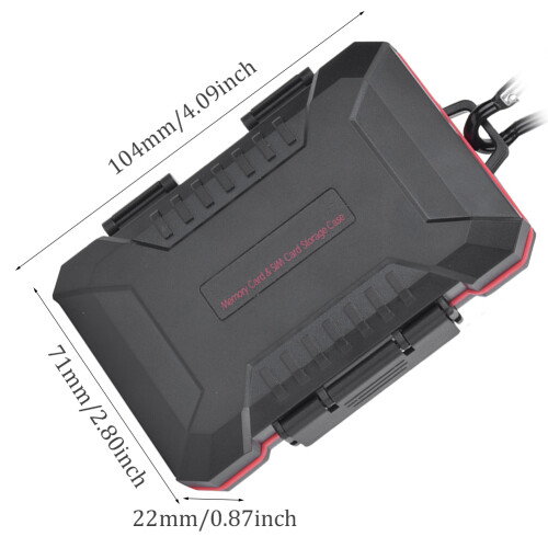 LP E8 Waterproof Memory Card Box 104x71x22mm Black Rubber ABS 2