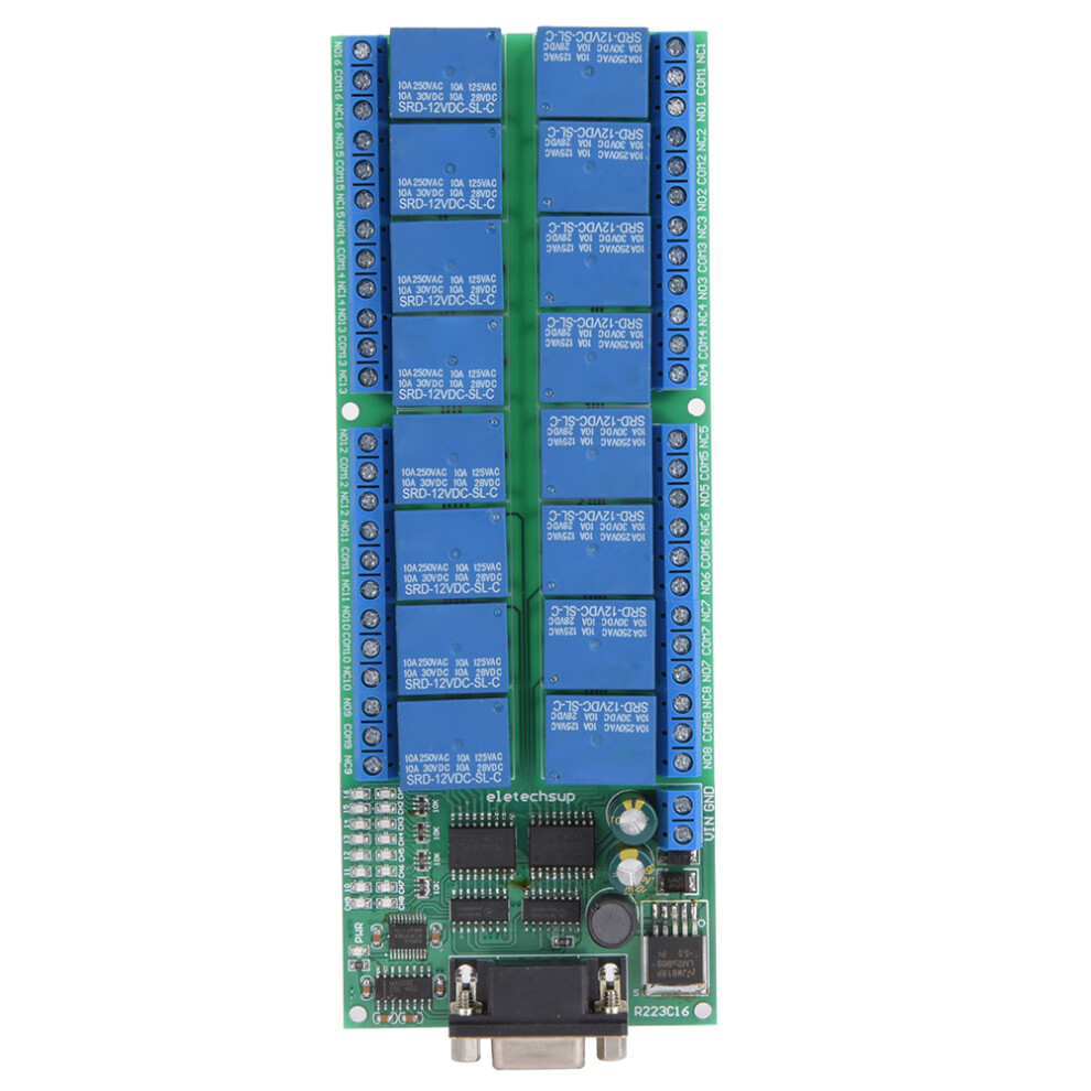 R223c16 16-Channel Rs232 Db9 Relay Module 10A 172X65x19mm 4271379853108