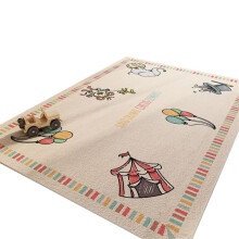Rug Beige 2 80 x 160cm NonSlip Machine Washable Kids Playroom Rug For Boys Girls Letters Learning Dinosaur Lion Animal