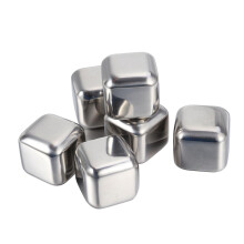 6pcs Whiskey Stones Stainless Steel Ice Cubes Reusable Chilling Cubes with Storage Box
