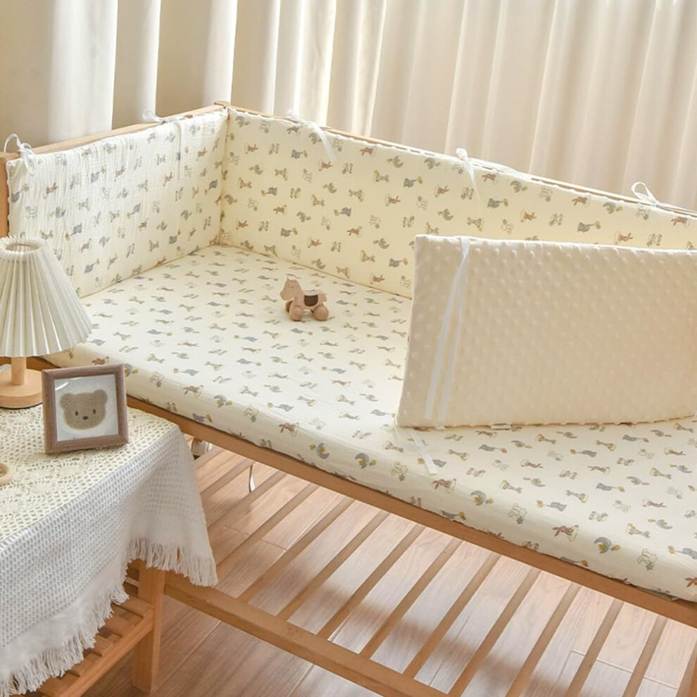 Liner Cot Padded Cot Liner With Headboard And Side Protectors, 150x28cm, Model B04, Universal Bedside Rail Fit
