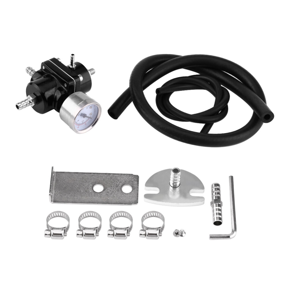 Aluminum Alloy Fuel Pressure Regulator Gauge Kit 0-140 Psi Adjustable 3031379854564