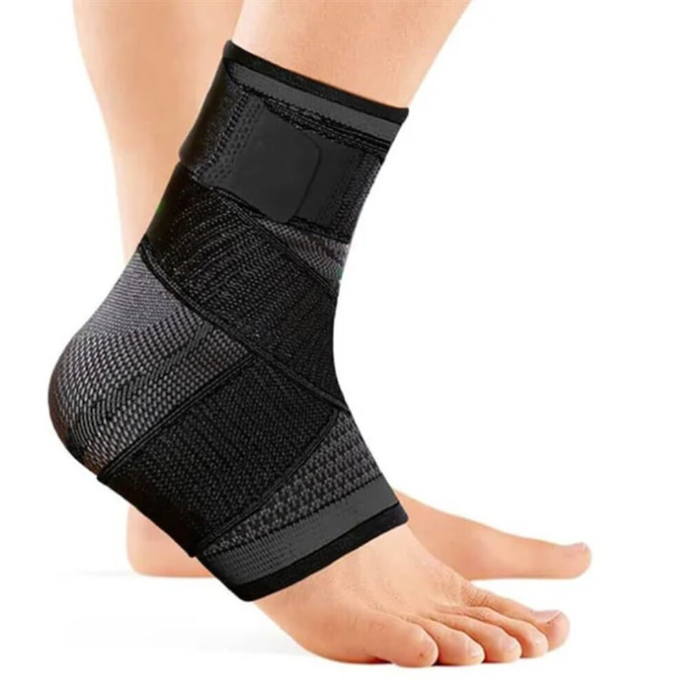 Black Adjustable Ankle Support Compression Ankle Brace For Running Basketball Soccer Xl 1Pc