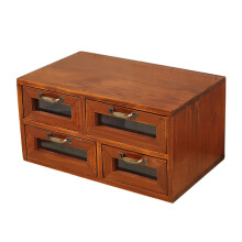Elegante houten opbergdoos met glazen lade voor briefpapier en
