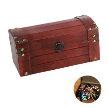 Vintage Treasure Chest Wooden Keepsake Box Retro Design Lockable Storage Chest Antique Home Decor Decorative Storage Box Pirate Theme Party Supplies