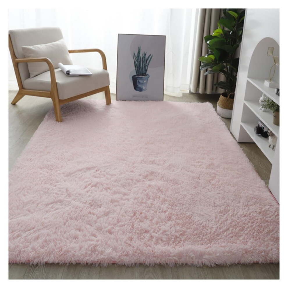 Fluffy Area Rug Soft Shaggy Carpet For Living Room Bedroom Kids Nursery 120X160cm Pink