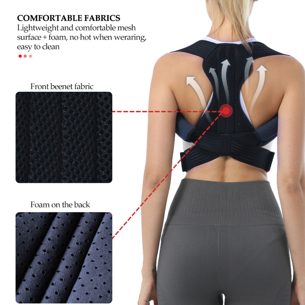 Unisex Posture Corrector with Widened Shoulder Straps Black L