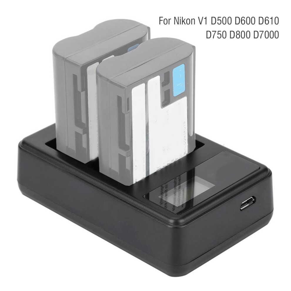 Portable Dual Camera Battery Charger With Lcd For Nikon D610 D750 D800 D600 V1 9371379859850