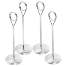 Stainless Steel Table Number Holders Mirror Finish 4 Pcs Menu and Place Card Stands for Restaurants, Hotels, Banquets