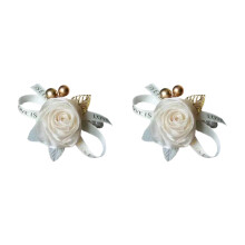 Rose Flower Polsband Comfortabele elastische parels-Wit 2 stuks