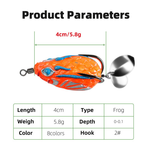 Frogs Lures Blackfish Baits 4cm 5.8g PVC Frogs Lures-Type C 1