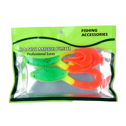 2PCS Twin Tail Soft Frogs Lures Artificial Baits-Type E