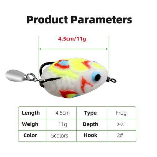 Simulated Soft Frogs Baits PVC Frogs Lures with Double-Type C 2