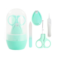 Manicureset voor baby's, roestvrijstalen verzorgingsinstrumenten met antisliphandvatten, complete set voor pasgeborenen, handig opgeborgen in een