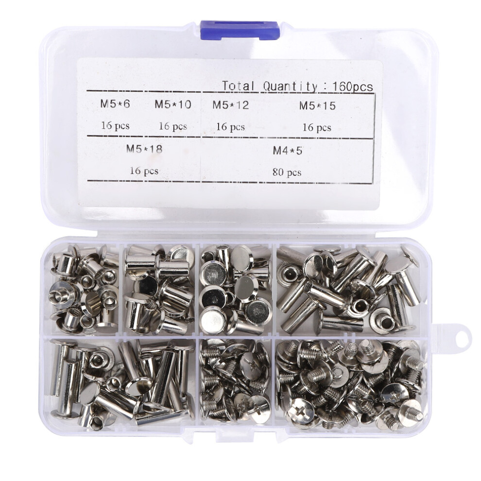 Heavy Duty 160Pcs Steel Rivets & Nails Kit For Diy Crafts Albums & Art Projects 4071379865046