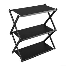 Lightweight 3 Tier Folding Storage Rack Carbon Steel Construction Foldable Portable Multi Layer Indoor Outdoor