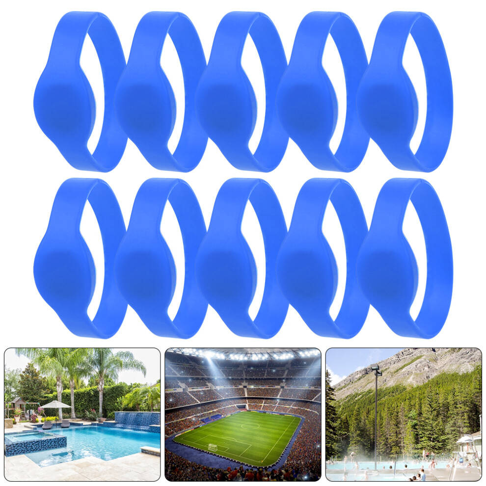 Blue 10-Pack 13.56Mhz Rfid Waterproof Silicone Wristbands For Pools 7891379865900