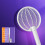 Electric Mosquito Swatter 3000V Instant Kill with LED Light Foldable Handle Indoor Bug Zapper White 5