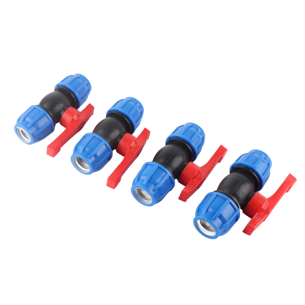 4Pcs Pe Straight Ball Valves 1/2In 3/4In 1In Home Garden Pipe Fittings 5041382688962