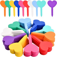 Plant Labels for Garden Markers, Heart-Shaped Design Writable Plastic Tags for Vegetables Herbs Flowers, Reusable Waterproof Plant Stakes for Outdoor