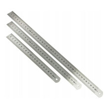 Multi-Purpose Metal Ruler with Hooked Top Feature, Stainless Steel Ruler for Drafting and Design with Dual Scale Readings, Metric Measurements and