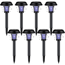 Bug Zapper 8 Pack Waterproof Solar Mosquito Killer 2In1 UV Fly Zapper Ground Plug Light Home Kitchen Patio Backyard