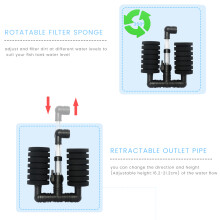 Ultra Quiet Air Driven Sponge Filter 16.2-21.2cm for Fish Tanks