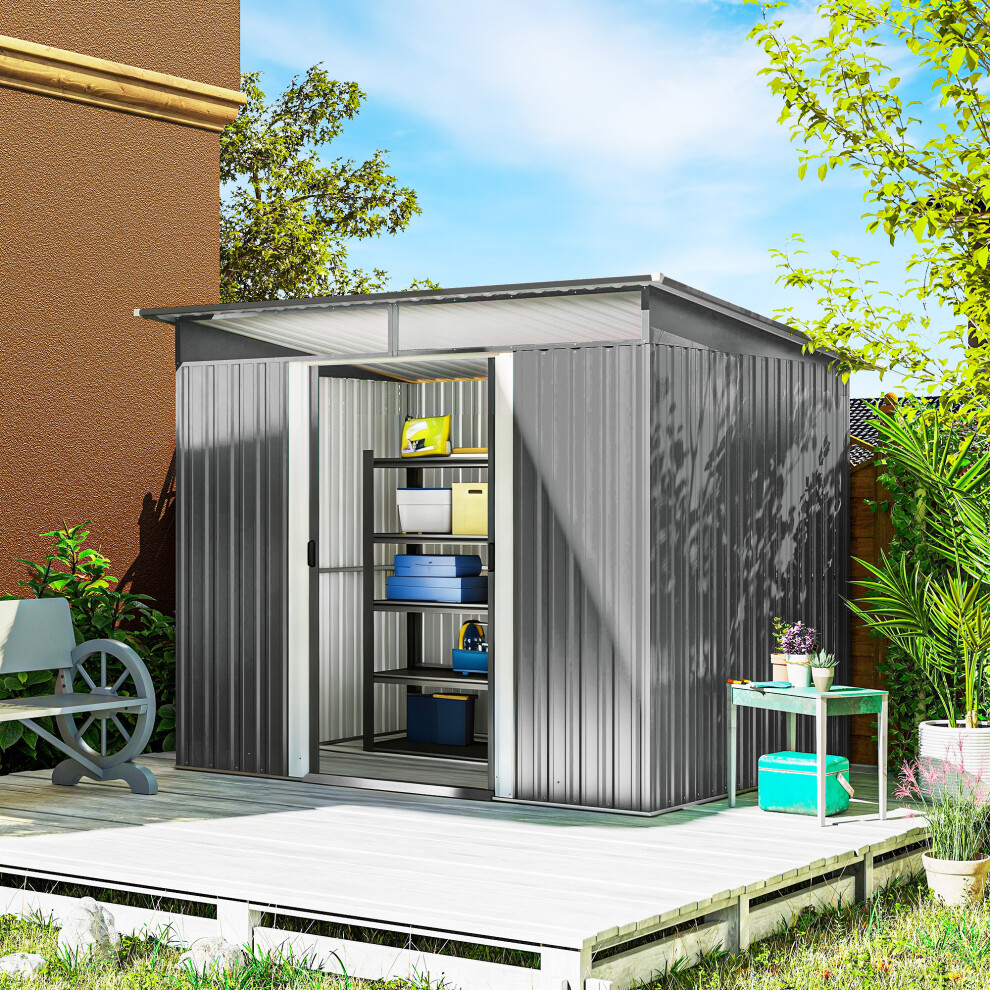 Outsunny Garden Shed Outdoor Storage Tool Organiser W/ Double Sliding Door