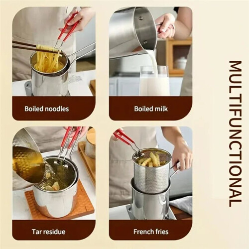 Deep Fryer with Frying Basket Multi-Function Small Pot for Kitchen Use Fried Chicken Cooking Tools 2