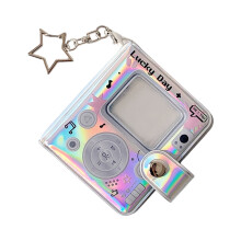 2Inches Mini Photo Album with Keychian Card Binder-Pink stars