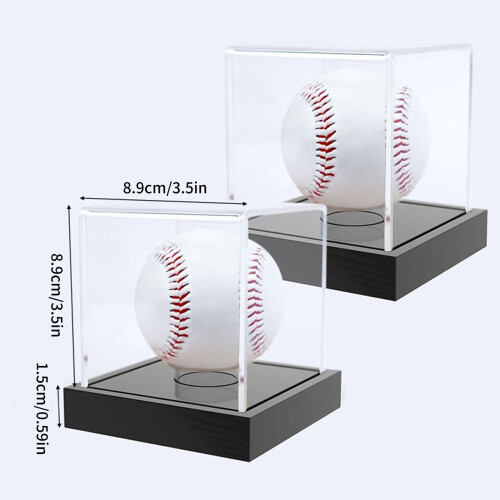 Baseball Display Case Acrylic Stand With Solid Wood Base Display 2