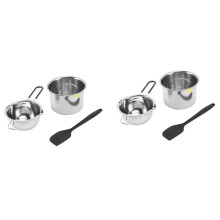 2X Double Boiler Pot Set Stainless Steel Melting Pot with Silicone Spatula for Melting Chocolate,Soap,Wax,Candle Making