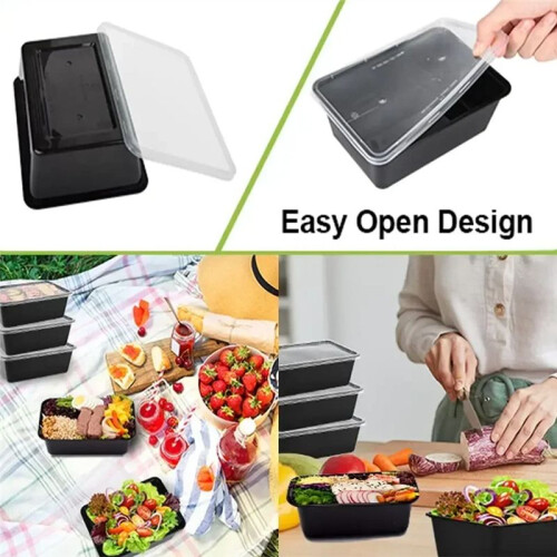 1000ml Thick Disposable Takeaway Lunch Box Tableware Can Be Microwave Heated Rectangular Plastic Bowl Food Packaging Box 2