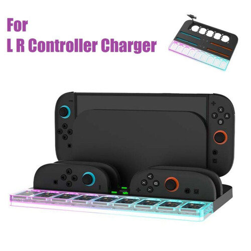 For  2  L R Controller Charger Storage Base Game Console Stand with RGB Light for  2 Storage Base 1