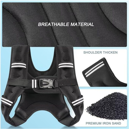 Durability Weight Vest Adjustable Exercise-Black 6 lbs 2.72KG 2