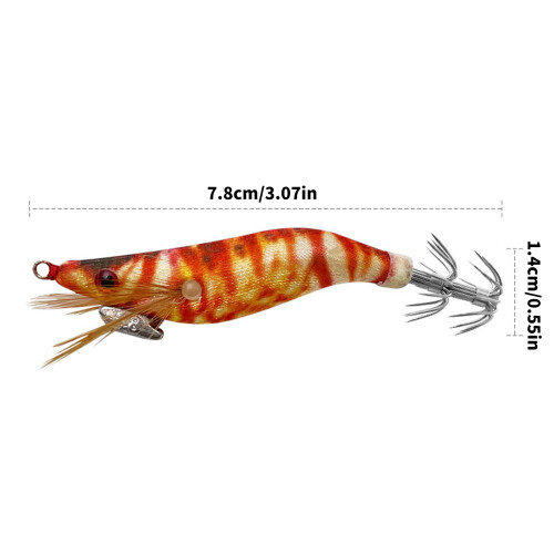 8Pcs Shrimp Lure Baits Squid Jig 7.8cm Glow Squid Jig Cuttlefish 2