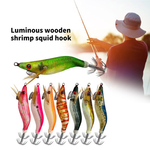 8Pcs Shrimp Lure Baits Squid Jig 7.8cm Glow Squid Jig Cuttlefish 1
