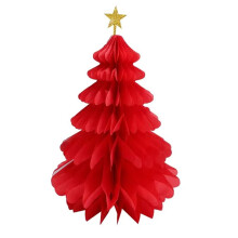 12PCS Christmas Tree Paper Honeycomb Pendant Table Decoration Christmas Hanging Ornaments DIY Xmas Tree Festival Decor B