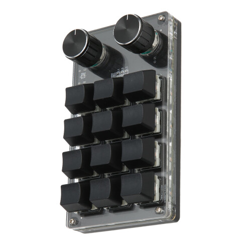 Mini 12-Key Mechanical Keyboard with 2 Knobs RGB Blue Switch for PC