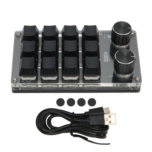 Mini 12-Key Mechanical Keyboard with 2 Knobs RGB Blue Switch for PC 1
