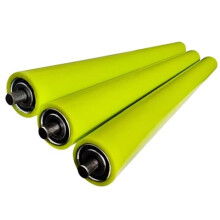 3 Pack Polyurethane Coated Stainless Steel Conveyor Rollers, Heavy Duty 60x500mm Industrial Gravity Transport Replacement