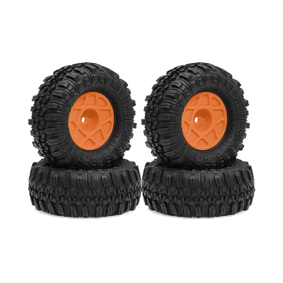 4Pcs 57Mm 1.0 Inch Beadlock Wheel Tire Set For Trx4m Scx24 Ax24 Fcx24 Fcx24m 1/18 1/24 Rc Crawler Car Orange 6033936825908
