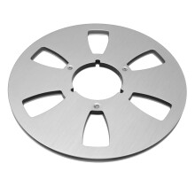 Bobina vuota in alluminio da 10 pollici per nastri da 1/4 di pollice, color argento, con 6 fori