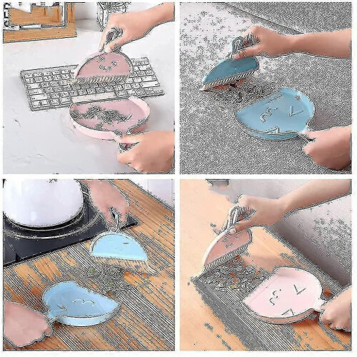 (Pink) 3pcs Mini Dustpan And Brush Set For Office Home Table Desktop Cleaning 2