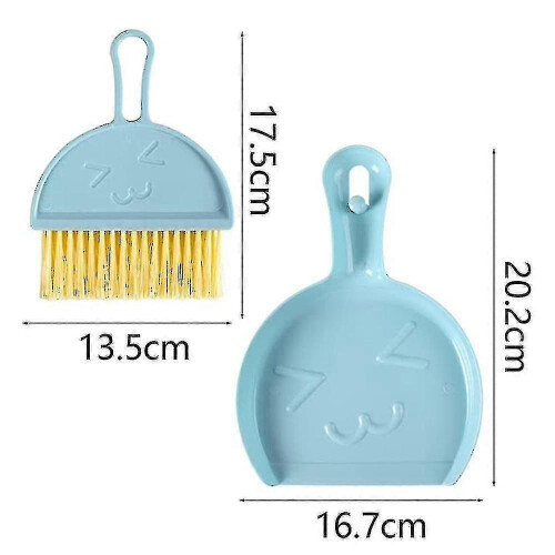 (Blue) 3pcs Mini Dustpan And Brush Set For Office Home Table Desktop Cleaning 1